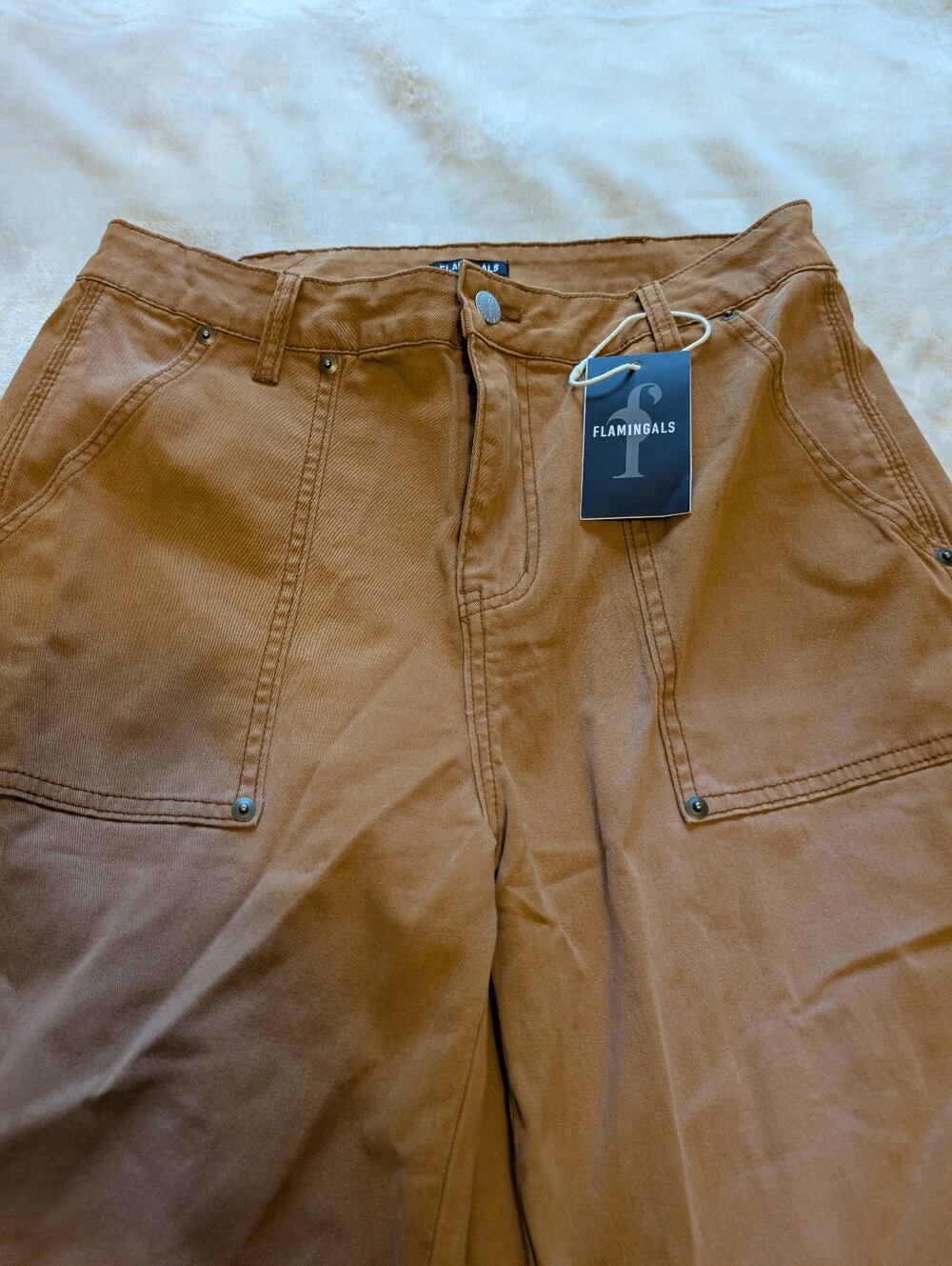 Flamingals Midwaist Wide Leg Cropped Pants Raw Hem NWT Women's Large - Picture 6 of 10